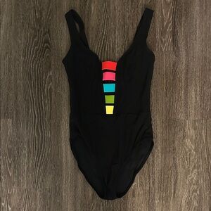 Karla Colletto Sexy Black and Multi-Color Underwire One Piece Swimsuit